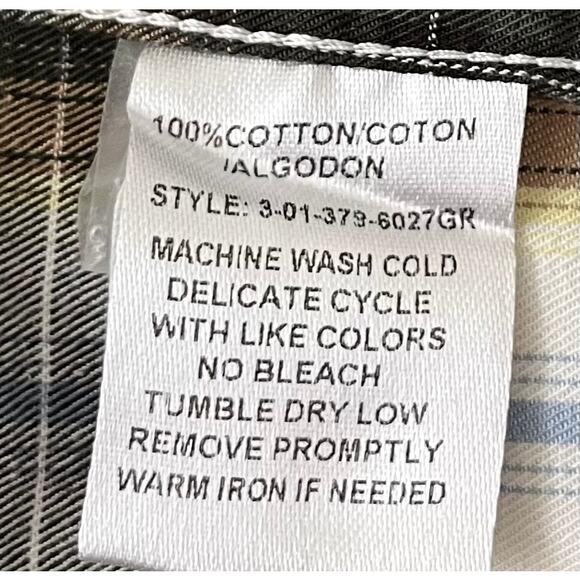 ROPER LONG SLEEVE WESTERN BUTTON SHIRT, MENS, 2XL, YELLOW GREEN WHITE BLUE PLAID - Picture 11 of 12